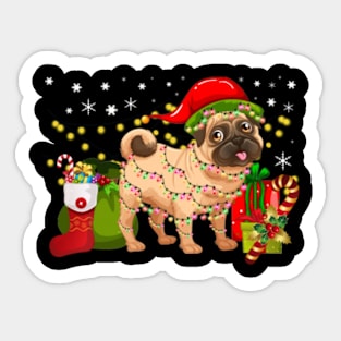 Pug Christmas Lights Funny Pug For Christmas Sticker